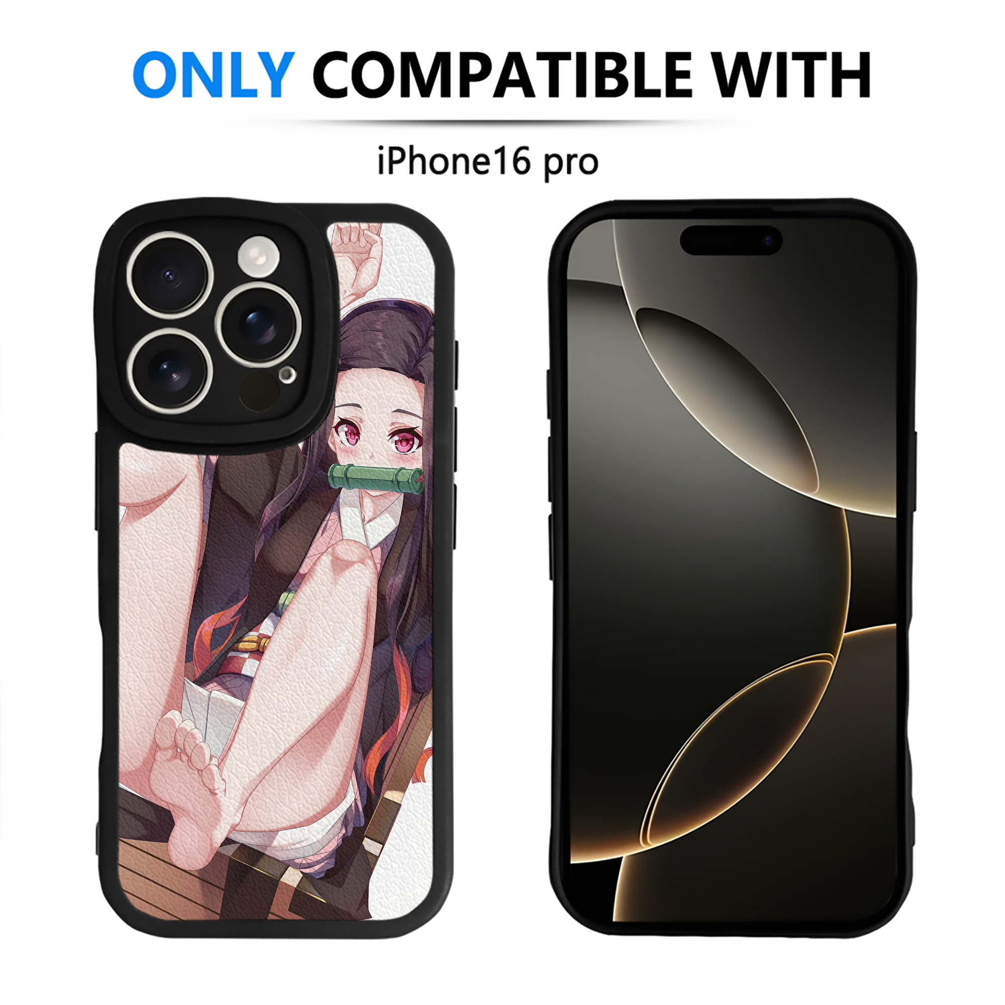 （画像用） 鬼滅の刃（きめつのやいば）竈門 禰󠄀豆子／かまど ねずこ Kamado Nezuko 【iPhone 16シリーズ対応】シリコンスマホケース（レザー調） 材質：シリコン